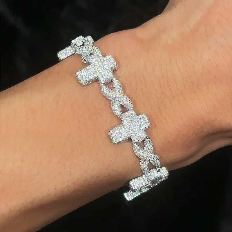 Bracelet Crucifix Moissanite S925