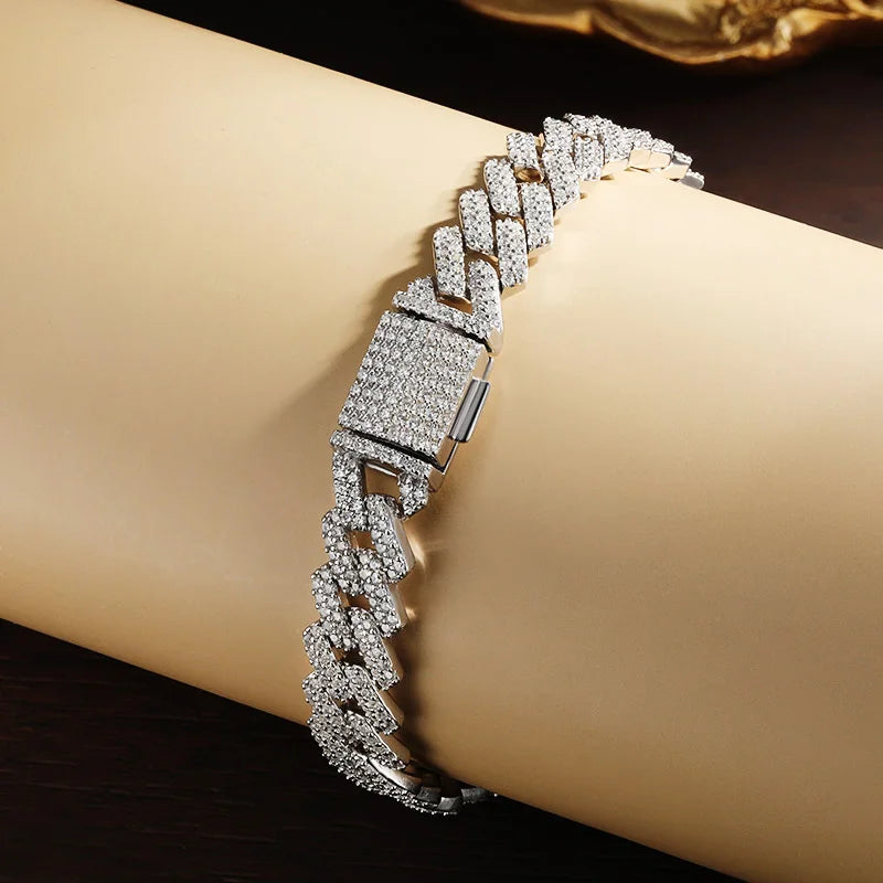 Bracelet cuban Moissanite  s925