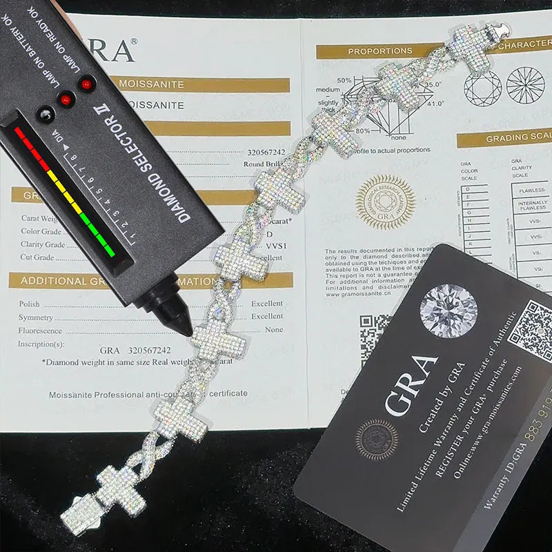 Bracelet Crucifix Moissanite S925