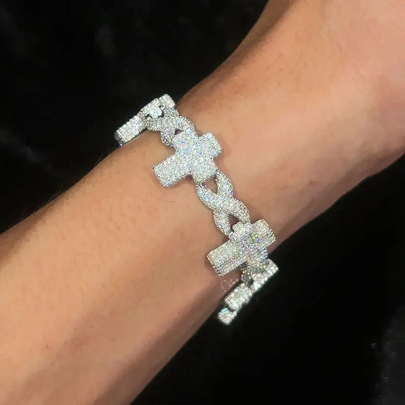 Bracelet Crucifix Moissanite S925